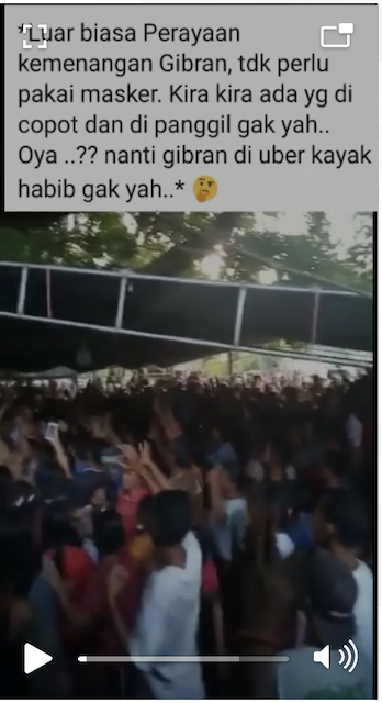 Video Perayaan Kemenangan Gibran Tanpa Masker Ini Faktanya