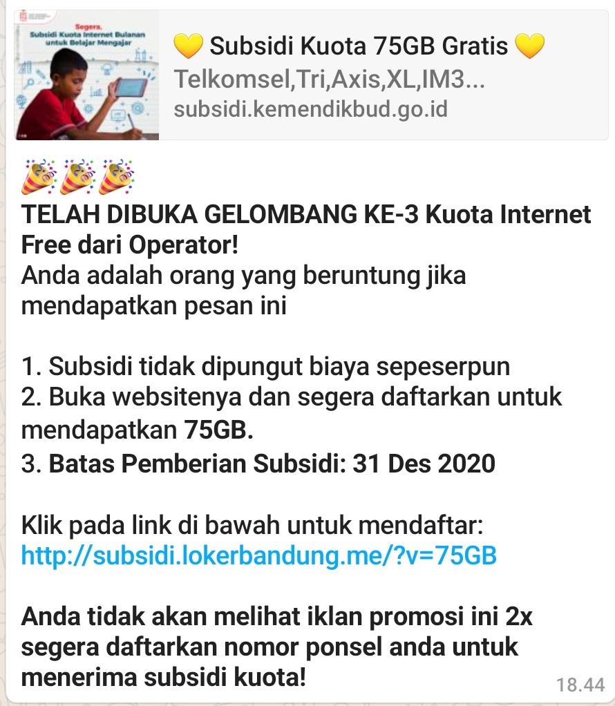 Kuota gratis telkomsel 2021 dari pemerintah