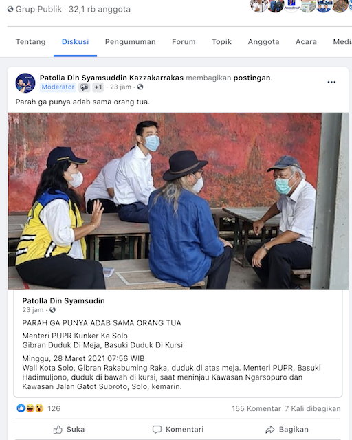 Cek Fakta] Foto Viral Wali Kota Gibran tak Punya Adab sama Orang 