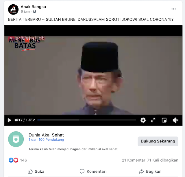 Cek Fakta Video Sultan Brunei Soroti Jokowi Soal Covid 19 Ini Faktanya