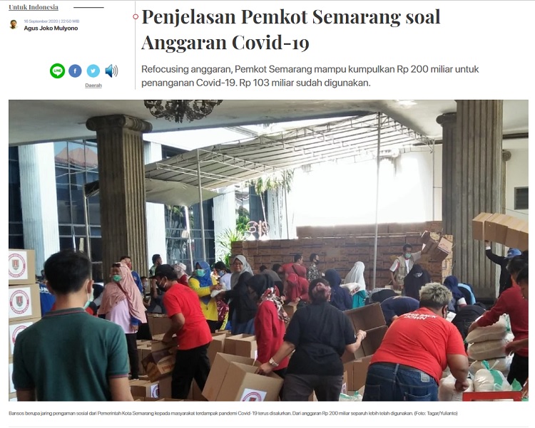 [Cek Fakta] Cawalkot Hendi Sebut <i>Refocusing</i> Anggaran Covid-19 di Semarang Rp300 Miliar? Ini Faktanya