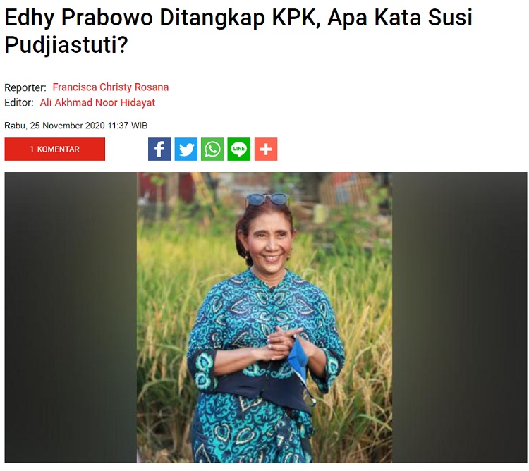 [Cek Fakta] Jokowi Angkat Susi Pudjiastuti Gantikan Edhy Prabowo? Ini Faktanya
