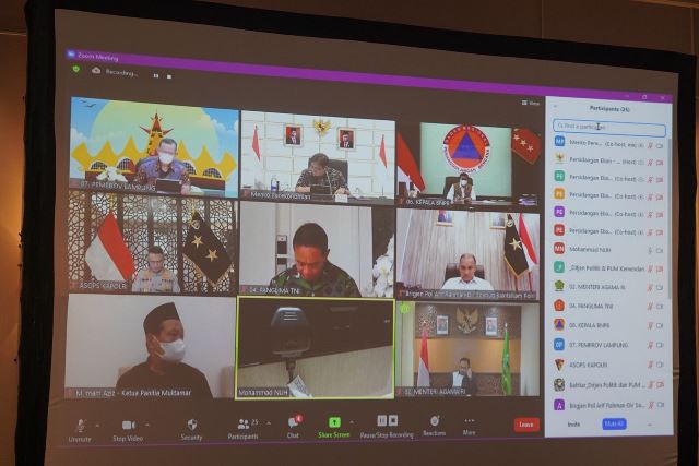 Pimpin Rakor Persiapan Muktamar NU, Menko Airlangga Tekankan Kepatuhan Prokes