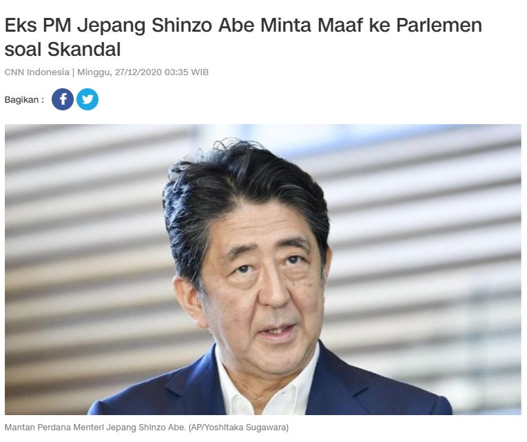 [Cek Fakta] Mantan PM Jepang Shinzo Abe Minta Maaf karena Pakai Uang Jokowi untuk Pesta? Ini Faktanya