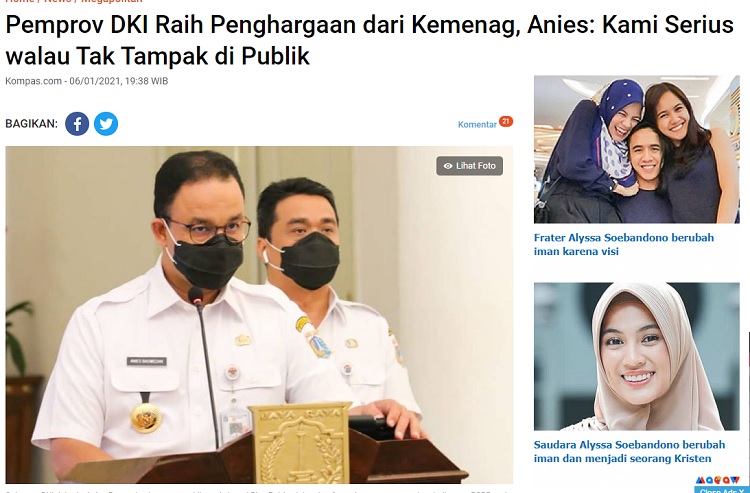 [Cek Fakta] Tidak Ada Media Memberitakan Penghargaan yang Diraih Anies Baswedan? Ini Faktanya