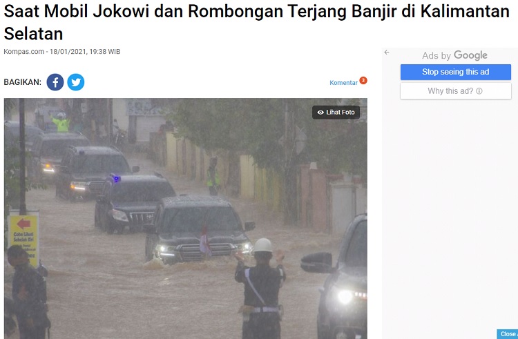 [Cek Fakta] Jokowi Terendam Banjir di Kalsel? Ini Faktanya