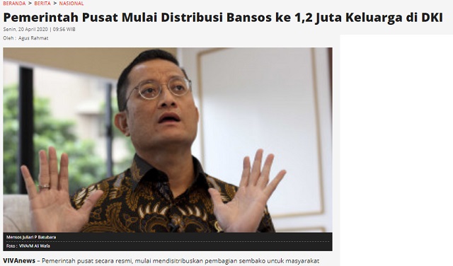 [Cek Fakta] Setiap Keluarga di DKI Jakarta Diberi Bantuan Sebesar Rp1,2 juta? Ini Faktanya