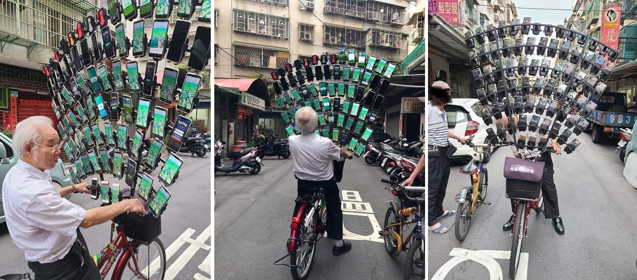 Kakek di Taiwan Bersepeda Sambil Main Pokemon Go di 64 Smartphone