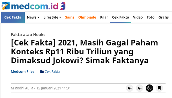 [Cek Fakta] Benarkah Jokowi Melakukan Prank soal Uang Rp11 Ribu Triliun? Ini Faktanya