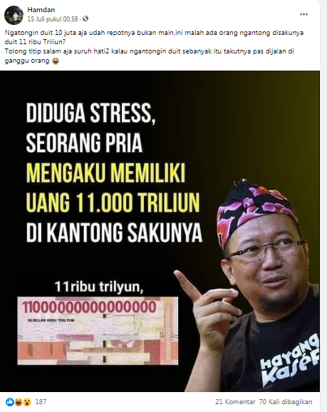 [Cek Fakta] Benarkah Jokowi Melakukan Prank soal Uang Rp11 Ribu Triliun? Ini Faktanya