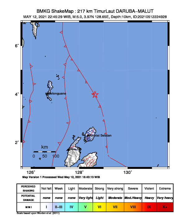 Daruba Morotai Diguncang Gempa 5 Magnitudo