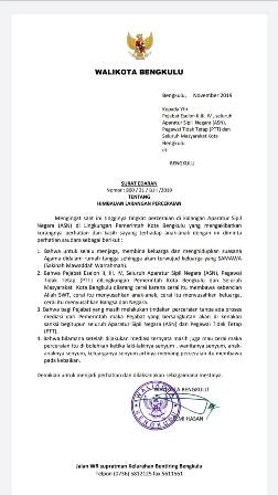 Walkot Bengkulu Keluarkan Surat Edaran Larang ASN dan Warga Bercerai