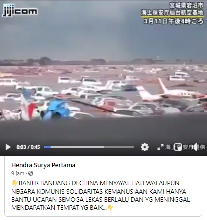 [Cek Fakta] Video Puluhan Mobil dan Pesawat Hanyut Dalam Banjir Bandang di China? Ini Faktanya