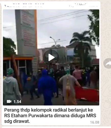 [Cek Fakta] Video Bentrok Depan RS Etaham Purwakarta Tempat Rizieq Diduga Dirawat? Ini Faktanya