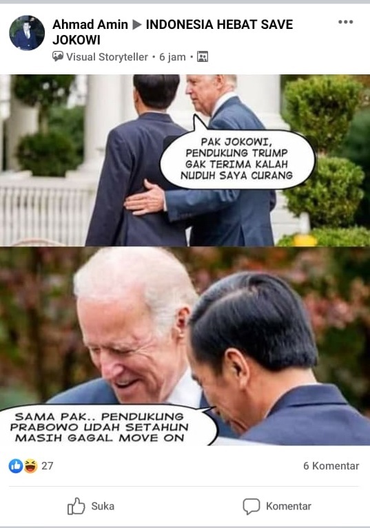[Cek Fakta] Pendukung Trump Tolak Kekalahan, Joe Biden Curhat ke Jokowi? Ini Faktanya