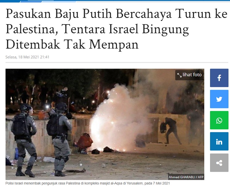 [Cek Fakta] Foto Penampakan Sosok Putih Bercahaya Tak Mempan Ditembak Israel? Ini Faktanya