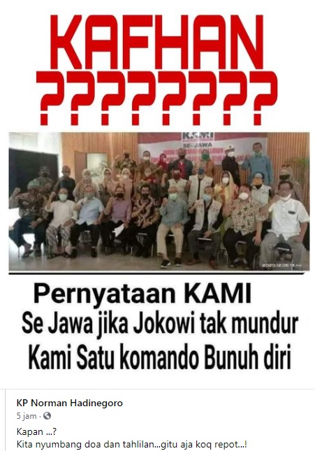 [Cek Fakta] Aktivis Kami Se-Jawa akan Bunuh Diri Jika Jokowi Tak Mundur? Ini Faktanya