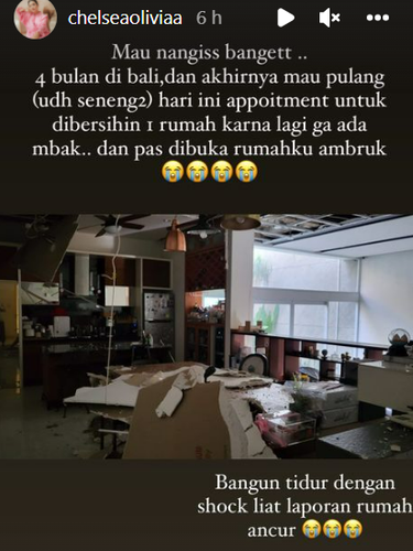 Chelsea Olivia Sedih Lihat Rumahnya Ambruk, Bersyukur Tak Memakan Korban