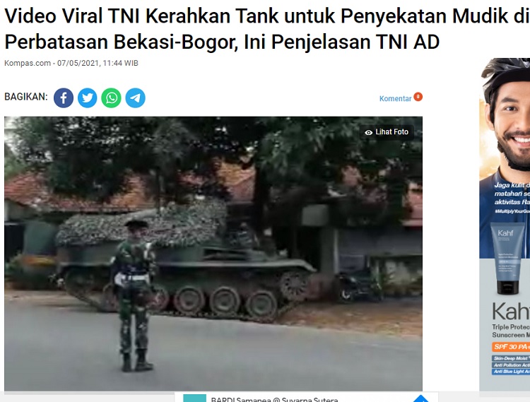 [Cek Fakta] TNI Kerahkan Tank untuk Sekat Pemudik? Ini Faktanya