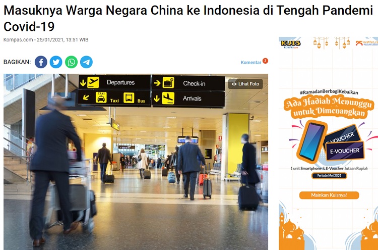 [Cek Fakta] Waspada, 12 Juta Warga Tiongkok Masuk Indonesia 6-17 Mei? Ini Faktanya