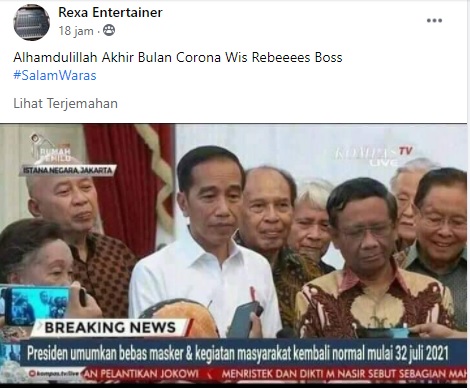 [Cek Fakta] Jokowi Umumkan Indonesia Bebas Masker? Ini Faktanya