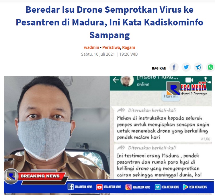 [Cek Fakta] Drone Dikirim ke Rumah Ulama untuk Semprotkan Virus Mematikan? Ini Faktanya