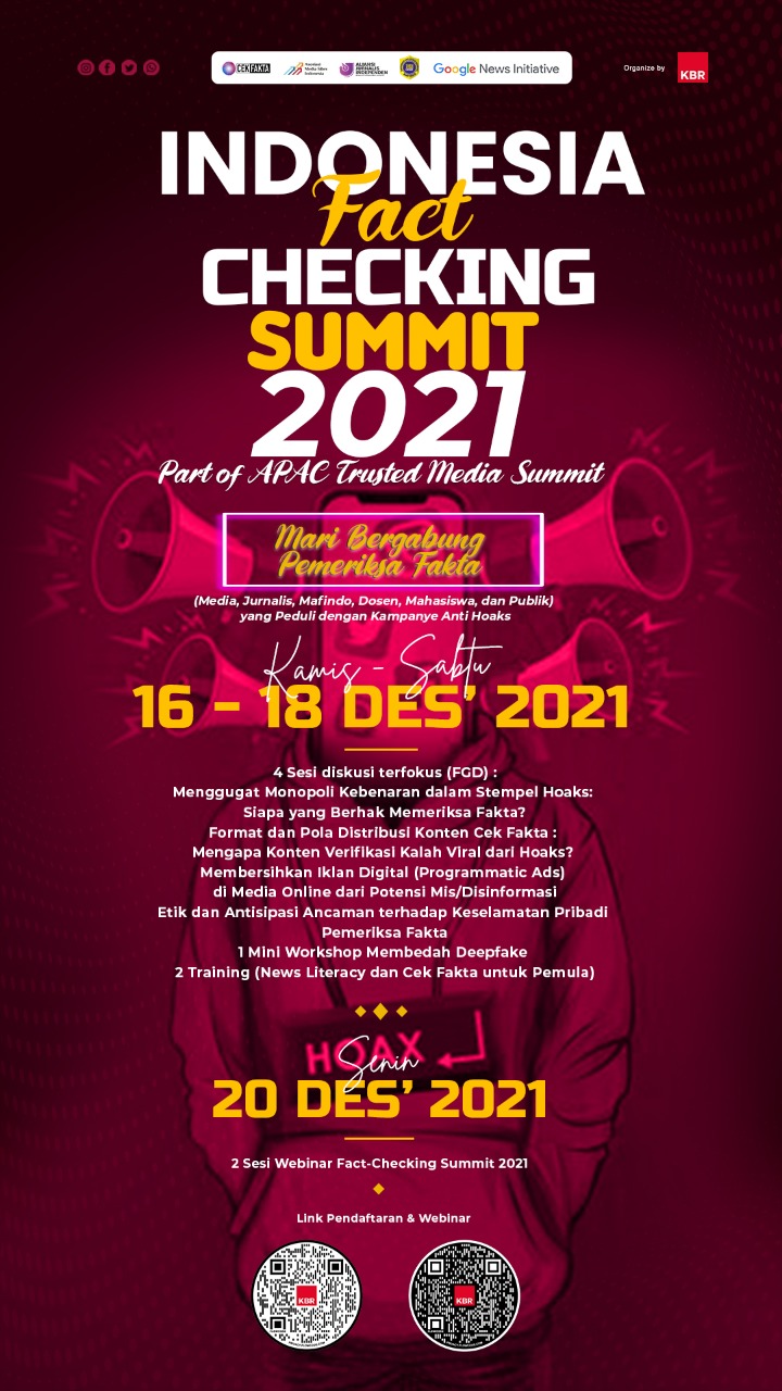 Jejaring Cek Fakta Gelar Indonesia Fact-checking Summit 2021, Bawa Isu Krusial Periksa Fakta