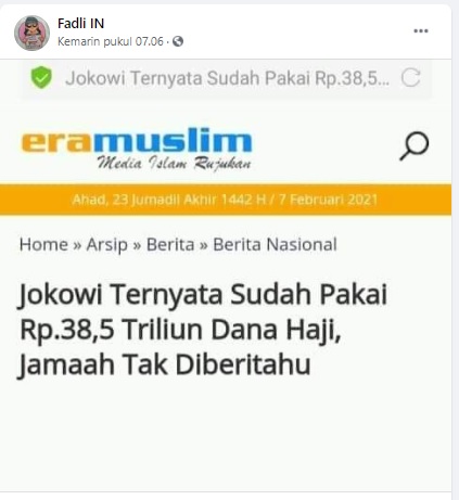 Cek Fakta Jokowi Uses Idr 38 5 Trillion In Hajj Funds These Are The Facts Exbulletin See more of eramuslim malaysia on facebook. exbulletin
