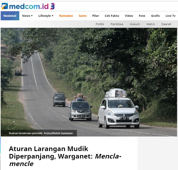 [Cek Fakta] Siaran Berita Larangan Mudik Dicabut? Ini Faktanya