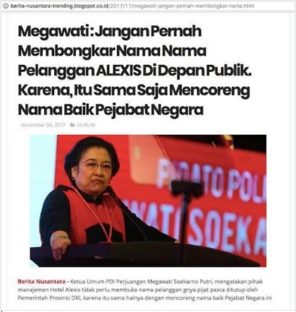 [Cek Fakta] Megawati: <i>Jangan Pernah Membongkar Nama Pelanggan Alexis di Depan Publik</i>? Ini Faktanya