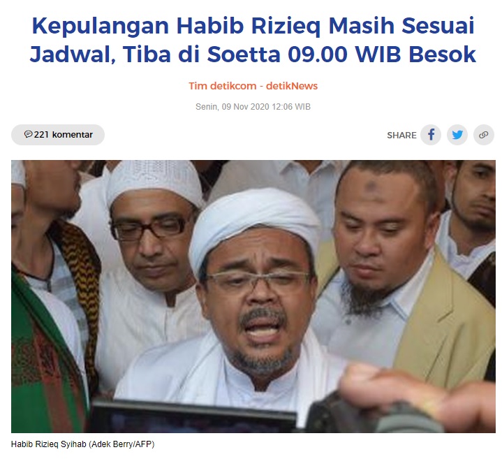 [Cek Fakta] Habib Rizieq Bersumpah Tidak akan Masuk Indonesia Seumur Hidup? Ini faktanya