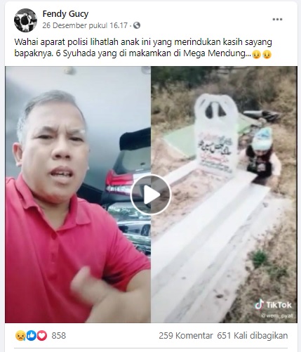 [Cek Fakta] Video Balita Anak  Anggota FPI di Pusara Ayahnya? Ini Faktanya