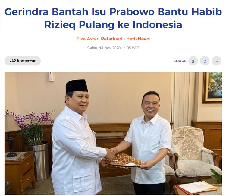 [Cek Fakta] Prabowo akan Bebaskan Rizieq Shihab? Ini Faktanya