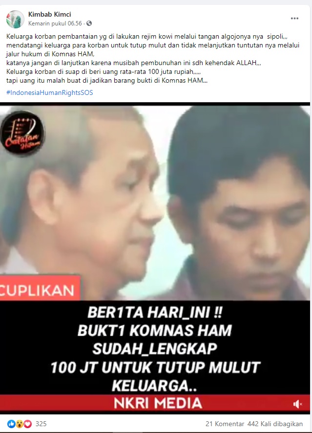 [Cek Fakta] Uang Tutup Mulut Rp100 Juta untuk Keluarga 6 Anggota FPI yang Tewas? Ini Faktanya