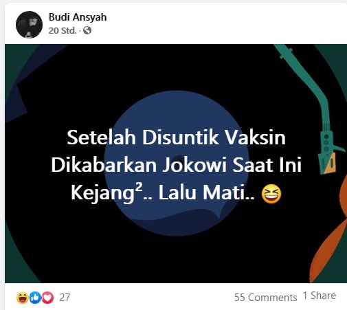 [Cek Fakta] Jokowi Dikabarkan Kejang-Kejang Usai Divaksin dan Meninggal Hoaks, Ini Faktanya