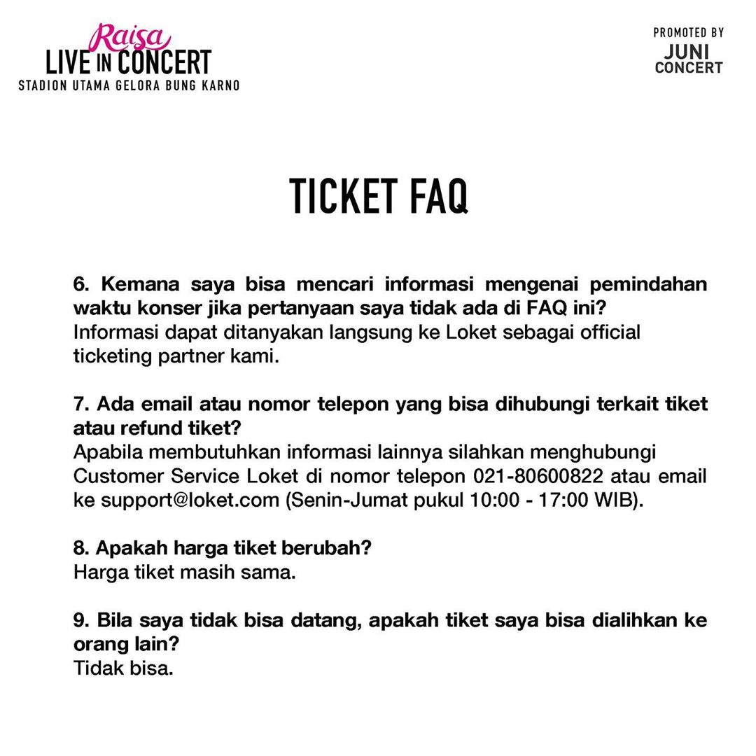 Diundur, Pemilik Tiket Konser Raisa di GBK Tak Perlu Konfirmasi Ulang