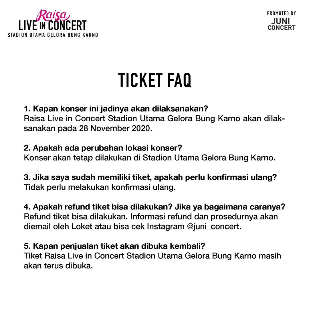 Diundur, Pemilik Tiket Konser Raisa di GBK Tak Perlu Konfirmasi Ulang