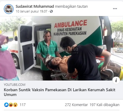 [Cek Fakta] Korban Suntik Vaksin di Pamekasan Dilarikan ke Rumah Sakit? Ini Faktanya