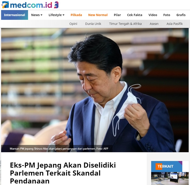 [Cek Fakta] Mantan PM Jepang Shinzo Abe Minta Maaf karena Pakai Uang Jokowi untuk Pesta? Ini Faktanya