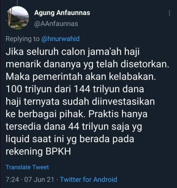 [Cek Fakta] Rp100 Triliun Dana Haji Telah Diinvestasikan? Ini Faktanya