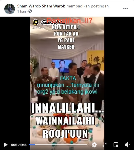 [Cek Fakta] Video Jokowi Langgar Prokes Berkerumun dan Tak Memakai Masker? Ini Faktanya