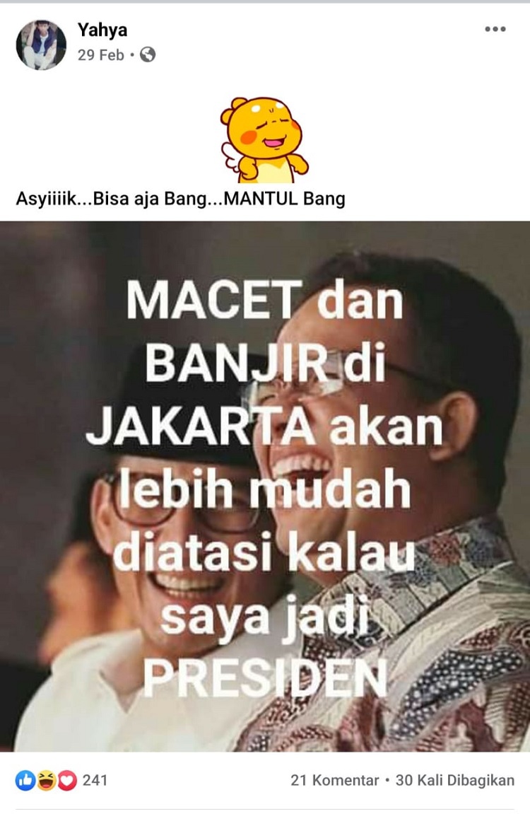 [Cek Fakta] Anies Sebut Lebih Mudah Mengatasi Banjir Jika Jadi Presiden? Ini Faktanya