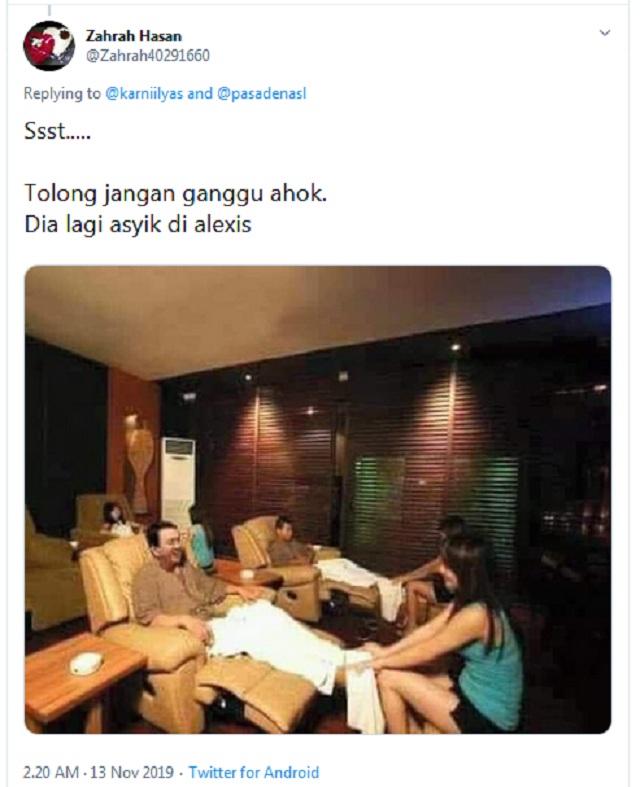 [Cek Fakta] Tersebar Foto Ahok Pijat di Alexis? Ini Faktanya
