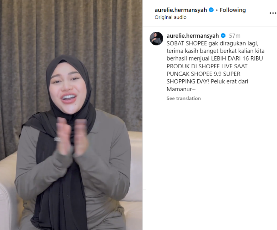 Bikin Gempar Streaming di Shopee Live! Aurel Hermansyah Sukses Jual Lebih dari 16 Ribu Produk di Puncak Kampanye Shopee 9.9