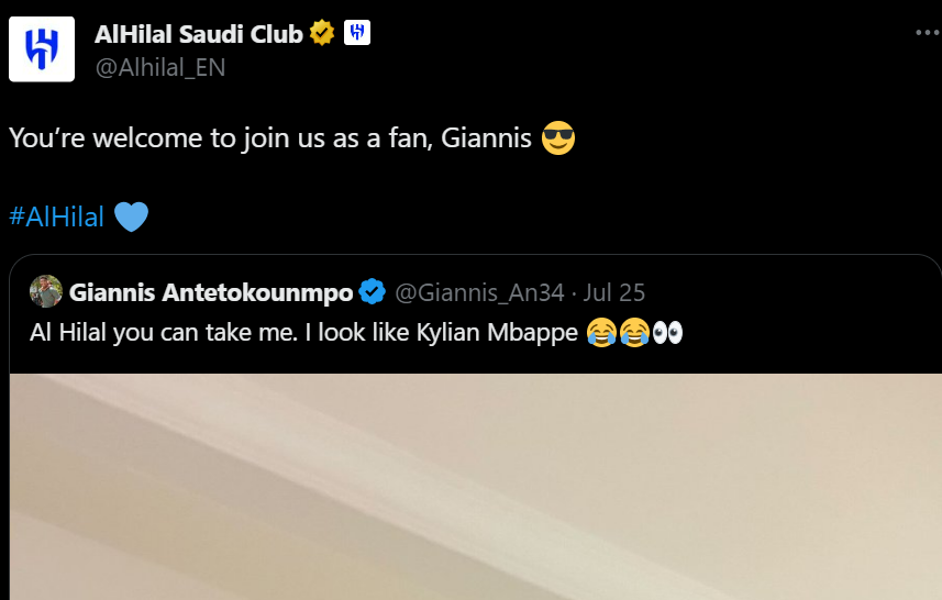 Al Hilal ‘Bercanda’ Terima Permintaan Giannis Antetokounmpo: Kamu Boleh Gabung