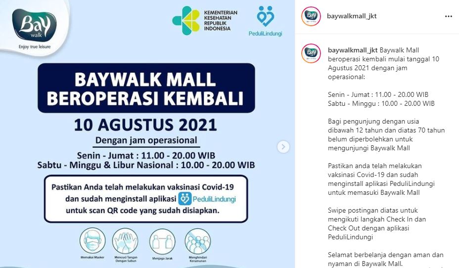 Daftar Mal di Jakarta yang Wajibkan Sertifikat Vaksin untuk Pengunjung