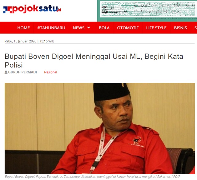 Cek Fakta Benarkah Bupati Boven Digoel Tewas Usai Zina Di Kamar Hotel In Bupati boven digoel benediktus tambonop ditemukan meninggal dunia di hotel mercure, kemayoran, jakarta pusat. benarkah bupati boven digoel tewas usai