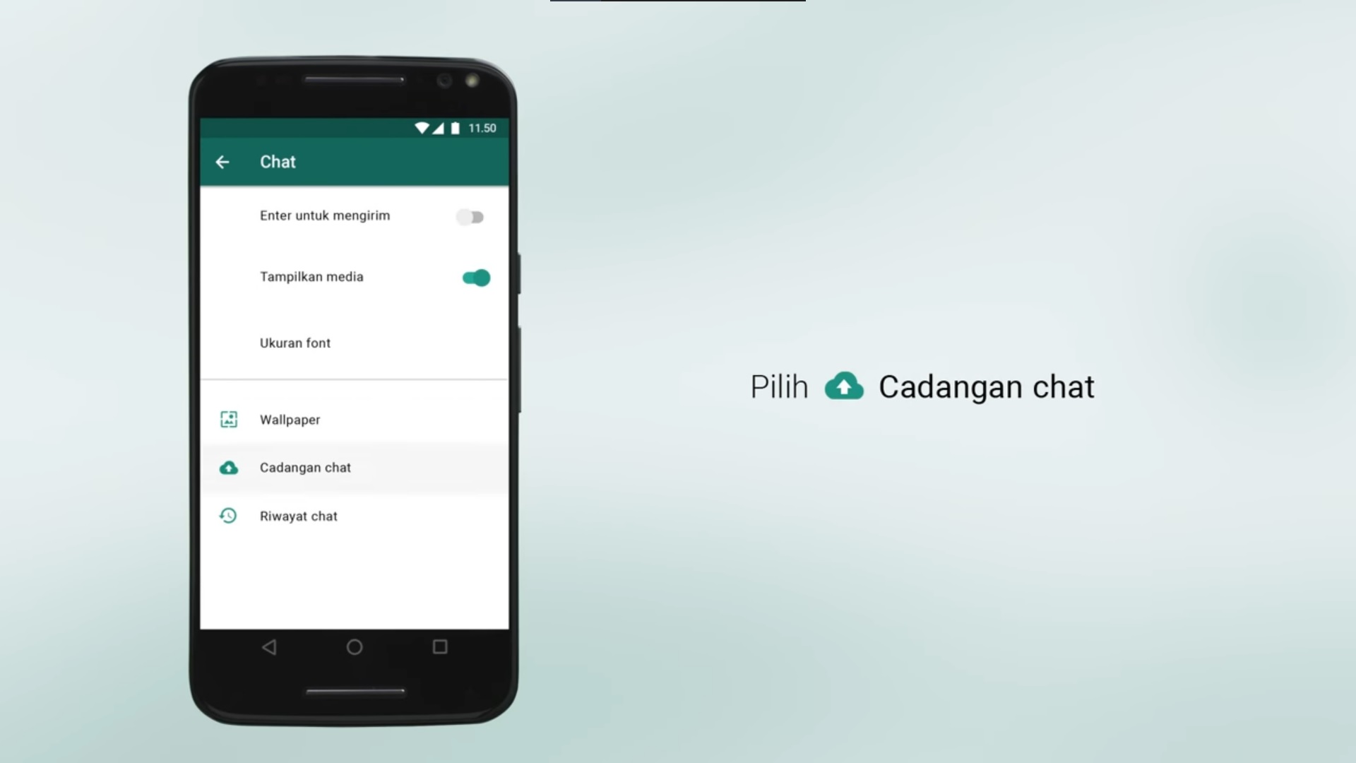 Tampilan cadangkan chat