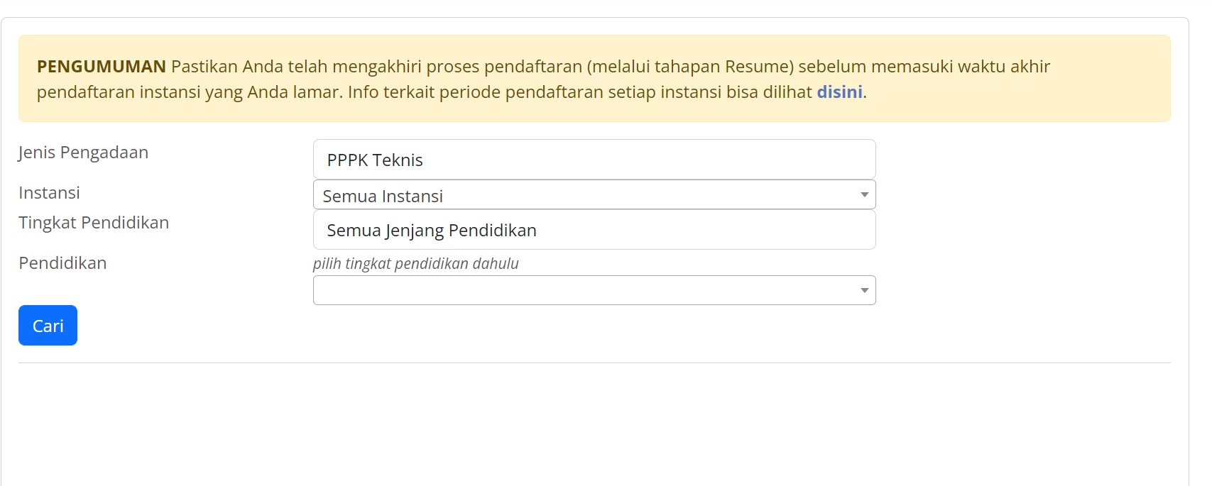 Cara Cek Instansi dan Formasi Seleksi PPPK Tenaga Teknis 2022
