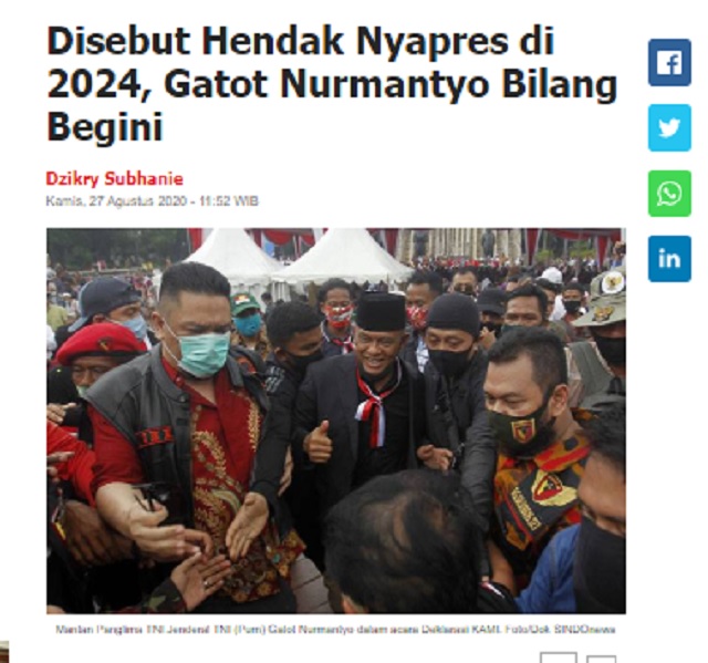 [Cek Fakta] Gatot Nurmantyo Berjanji Beri Gaji Rp5 Juta kepada Seluruh Rakyat Jika Menjadi Presiden? Cek Faktanya